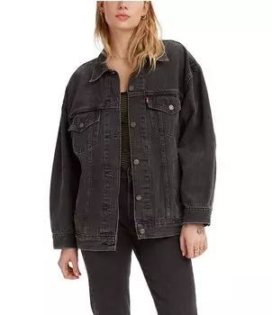 Джинсовая куртка оверсайз Levi's Baggy Trucker, черный