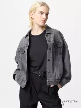 Джинсовая куртка оверсайз Uniqlo, цвет 06 серый