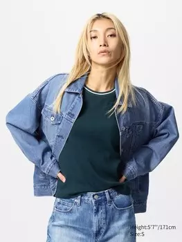 Джинсовая куртка оверсайз Uniqlo, цвет 64 синий