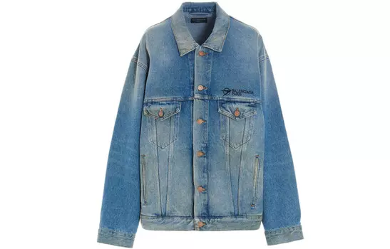 Джинсовая куртка Paris oversize Balenciaga, светло-голубой
