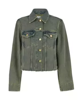 Джинсовая куртка перекрашенная тяжелая Ganni, зеленый