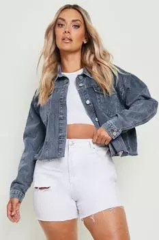 Джинсовая куртка plus vintage wash Boohoo, синий
