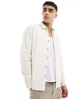 Джинсовая куртка-рубашка цвета экрю с двумя карманами ASOS DESIGN