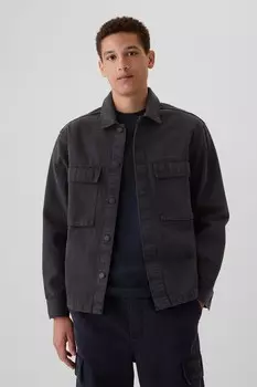 Джинсовая куртка рубашка карго Gap, черный