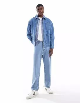 Джинсовая куртка-рубашка на молнии Another Influence синего цвета