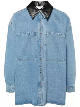 Джинсовая куртка-рубашка с контрастным воротником Nanushka, синий