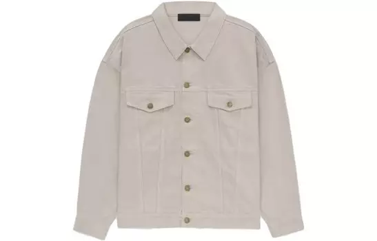 Джинсовая куртка-рубашка с логотипом-аппликацией Fear Of God Essentials, цвет Silver Cloud
