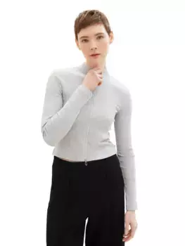 Джинсовая куртка-рубашка TOM TAILOR с воротником стойкой и молнией Tom Tailor Denim, цвет Beige Grey Melange