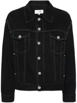 Джинсовая куртка с эффектом металлик MM6 Maison Margiela, черный