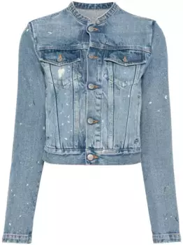 Джинсовая куртка с эффектом потертости MM6 Maison Margiela, синий