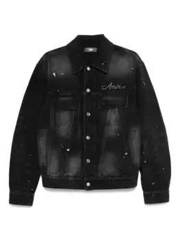 Джинсовая куртка с эффектом разбрызганной краски AMIRI, черный