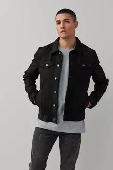 Джинсовая куртка с эластичным ворсом Next, черный