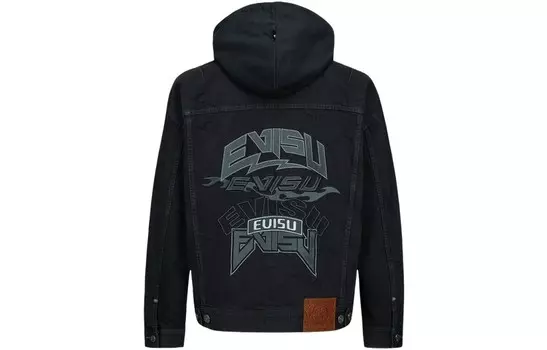 Джинсовая куртка с аппликацией логотипа на пуговицах Evisu, темно-серый