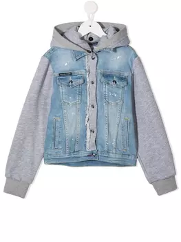 Джинсовая куртка с аппликацией на спине Philipp Plein Junior, синий