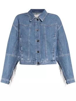 Джинсовая куртка с бахромой из кристаллов MUNTHE, синий
