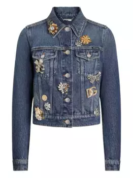 Джинсовая куртка с брошью DOLCE & GABBANA, синий