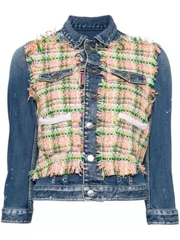 Джинсовая куртка с брызгами краски Dsquared2, синий