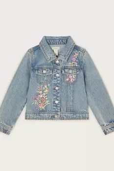 Джинсовая куртка с цветочным декором Monsoon, синий
