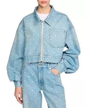 Джинсовая куртка с декоративными элементами Sandro, синий