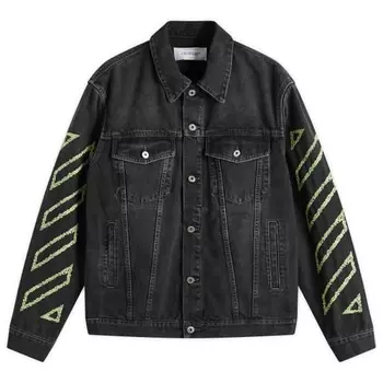 Джинсовая куртка с диагональным контуром Off-White, черный