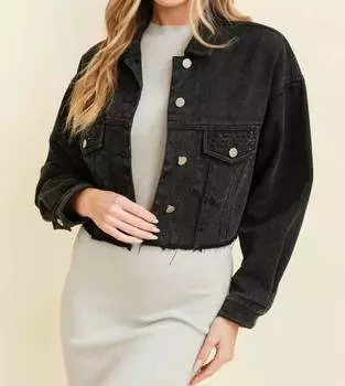 Джинсовая куртка с длинными рукавами черного цвета Cloud Ten