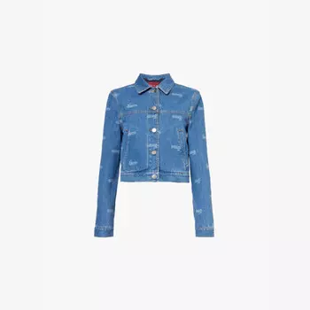 Джинсовая куртка с фирменным принтом Boxy-Fit Gucci, синий