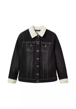 Джинсовая куртка с искусственным мехом на воротнике и рукавах sheego, цвет Black Denim