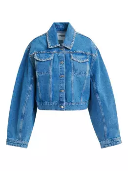 Джинсовая куртка с искусственным жемчугом Essentiel Antwerp, синий