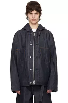 Джинсовая куртка с капюшоном Sacai, индиго