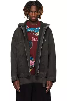 Джинсовая куртка с капюшоном Sacai, серый