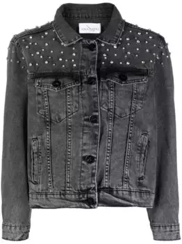 Джинсовая куртка с кристаллами Ana Radu, серый