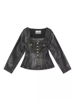 Джинсовая куртка с квадратным вырезом GANNI, черный