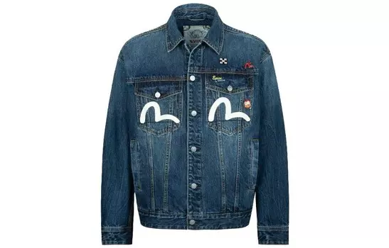 Джинсовая куртка с логотипом Evisu, темно-синий