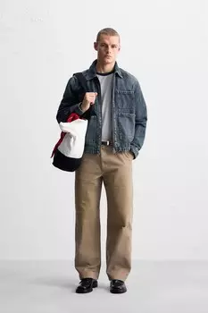 Джинсовая куртка с молнией ZARA, синий