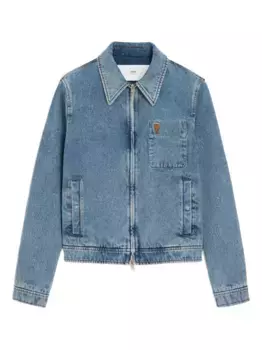 Джинсовая куртка с монограммой Ami-de-Coeur AMI Paris, синий