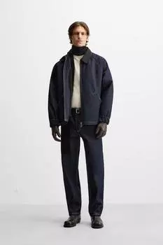 Джинсовая куртка с отстрочкой ZARA, индиго