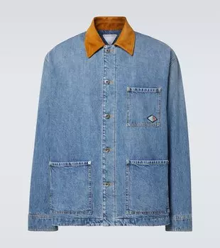Джинсовая куртка с подкладкой и отделкой из замши Bottega Veneta, Mid Blue