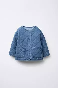 Джинсовая куртка с подкладкой ZARA, цвет Indigo