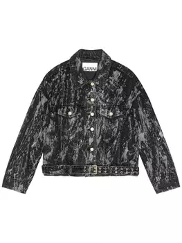 Джинсовая куртка с поясом GANNI, черный