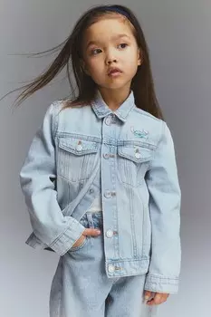 Джинсовая куртка с принтом H&M, мультиколор