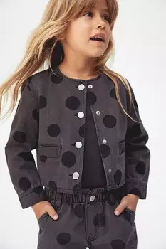 Джинсовая куртка с принтом H&M, серый