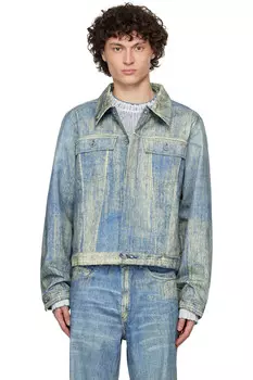 Джинсовая куртка с принтом краской Camperlab, синий