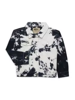 Джинсовая куртка с принтом тай-дай для маленьких девочек и девочек Worthy Threads, цвет Black White