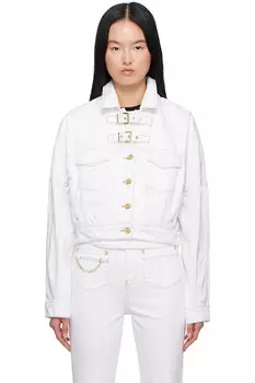 Джинсовая куртка с пряжкой-булавкой Ganni, белый