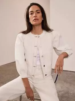 Джинсовая куртка с пышными рукавами Mint Velvet, слоновая кость