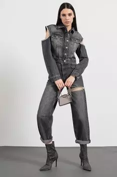 Джинсовая куртка с разрезами на рукавах Liu Jo, серый