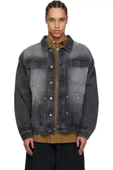 Джинсовая куртка с ручной вышивкой Glass Cypress, черный