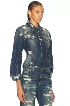 Джинсовая куртка с рюшами Marc Jacobs, цвет Punk Indigo