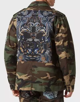 Джинсовая куртка с узором пейсли-платок Philipp Plein, камуфляж