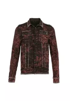 Джинсовая куртка с великолепным принтом по всей поверхности CIPO & BAXX, цвет Burgundy